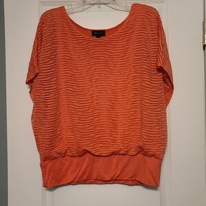 Women's AB Studio Sz L Coral Color Short Sleeve Blouse/Top, EC